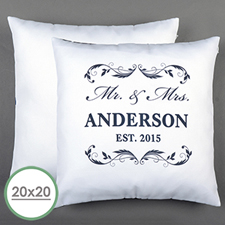 Mr. & Mrs. Personalised Pillow White 20X20 Cushion (No Insert) 
