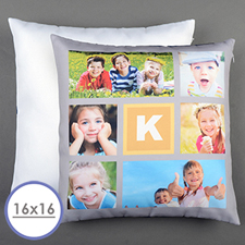 16 X 16 Grey Six Collage Personalised Pillow  Cushion (No Insert) 
