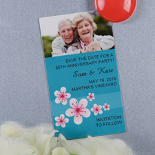 Create And Print Blue Flourish Personalised Photo Magnet 2x3.5 Card Size