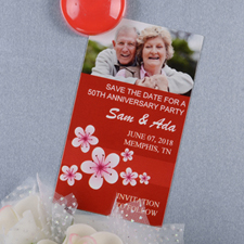 Create And Print Red Flourish Personalised Photo Magnet 2x3.5 Card Size
