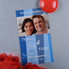 Create And Print Blue Stripe Personalised Save The Date Magnet 2x3.5 Card Size