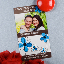 Create And Print Brown And Blue Floret Personalised Photo Magnet 2x3.5 Card Size