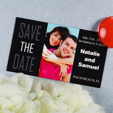Create And Print Black Big Day Personalised Save The Date Magnet 2x3.5 Card Size