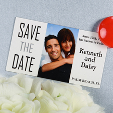 Create And Print White Big Day Personalised Save The Date Magnet 2x3.5 Card Size