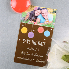 Create And Print Brown Colourful Lantern Personalised Save The Date Magnet 2x3.5 Card Size