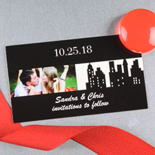 Create And Print Black New York City Personalised Photo Wedding Magnet 2x3.5 Card Size