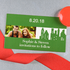 Create And Print Green New York City Personalised Photo Wedding Magnet 2x3.5 Card Size