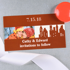 Create And Print Brown New York City Personalised Photo Wedding Magnet 2x3.5 Card Size