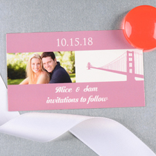 Create And Print Pink San Francisco Personalised Wedding Photo Magnet 2x3.5 Card Size