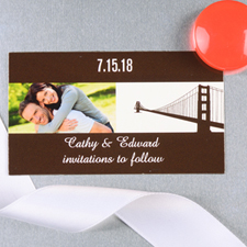 Create And Print Brown San Francisco Personalised Photo Wedding Magnet 2x3.5 Card Size