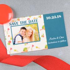 Create And Print Blue Daisy Personalised Save The Date Magnet 2x3.5 Card Size