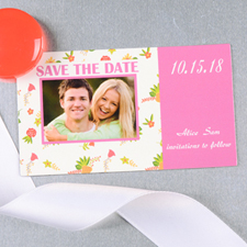 Create And Print Pink Daisy Personalised Save The Date Magnet 2x3.5 Card Size