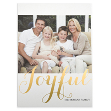 Foil Gold Joyful Personalised Photo Christmas Card