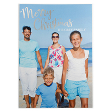 Foil Silver Merry Christmas Personalised Photo Card