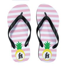 Carol Stripe Pineapple Personalised Flip Flops, Kids Medium