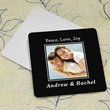 Black Personalised Photo Square Cardboard Coaster