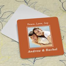 Orange Personalised Photo Square Cardboard Coaster