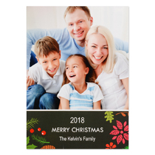 Floral Holiday Personalised Photo Christmas Card