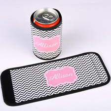 Black Pink Chevron Personalised Can And Bottle Wrap