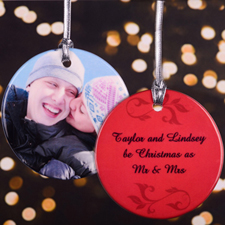 Red Swirl Personalised Photo Porcelain Ornament