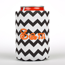 Black Chevron Embroidery Personalised Can Cooler