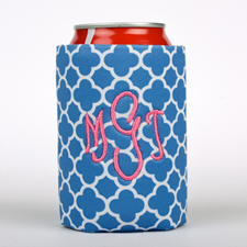 Royal Blue Clover Embroidery Personalised Can Cooler