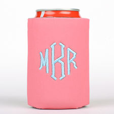 Pink Monogrammed Personalised Embroidered Can Cooler