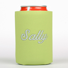 Lime Monogrammed Personalised Embroidered Can Cooler