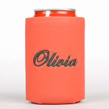 Red Monogrammed Personalised Embroidered Can Cooler