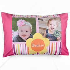 Stripe And Flower Collage Personalised Pillowcase