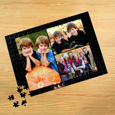 Personalised Black 3 Collage 12X16.5 Photo Puzzle