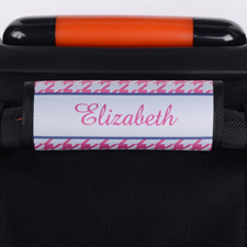 Pink Hounds Tooth Personalised Luggage Handle Wrap
