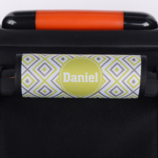 Lime Grey Ikat Personalised Luggage Handle Wrap