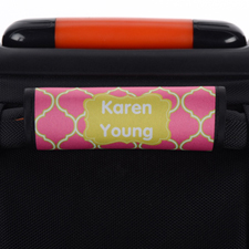 Pink Lime Quatrefoil Personalised Luggage Handle Wrap