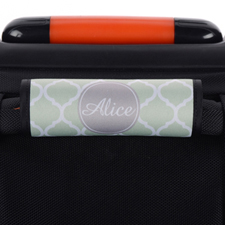 Mint Quatrefoil Grey Personalised Luggage Handle Wrap