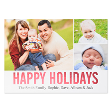 Collage Happy Holidays Red Foil Personalised Photo Card