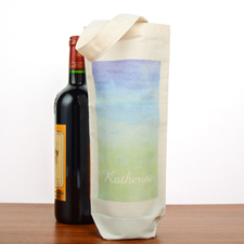 Green Blue Watercolour Personalised Cotton Wine Tote Bag