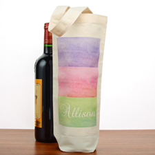 Watercolour Stripe Personalised Cotton Wine Tote Bag
