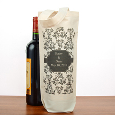 Damask Personalised Cotton Wine Tote Bag