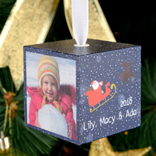 Santa Personalized Wooded Photo Cube 2