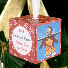 Snowflake Personalized Wooded Photo Cube 2