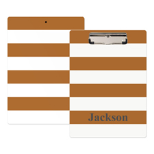 Brown White Stripe Personalised Clipboard