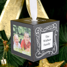 Scroll Personalized Wooded Photo Cube 2