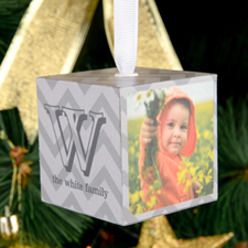 Chevron Personalised Wooded Photo Cube 2