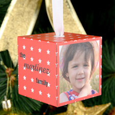 Red Star Personalized Wooded Photo Cube 2