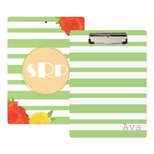 Green Striped Rose Personalised Clipboard