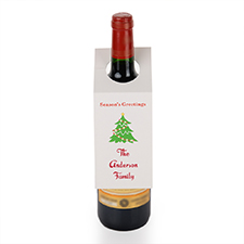 Season’s Greeting Christmas Tree Personalised Wine Tag, set of 6