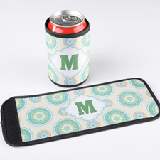 Blue Green Floral Personalised Can And Bottle Wrap