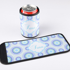 Blue Purple Floral Personalised Can And Bottle Wrap