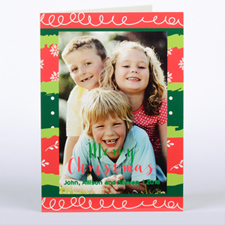 Colourful Christmas Personalised Photo Card, Folded 5X7